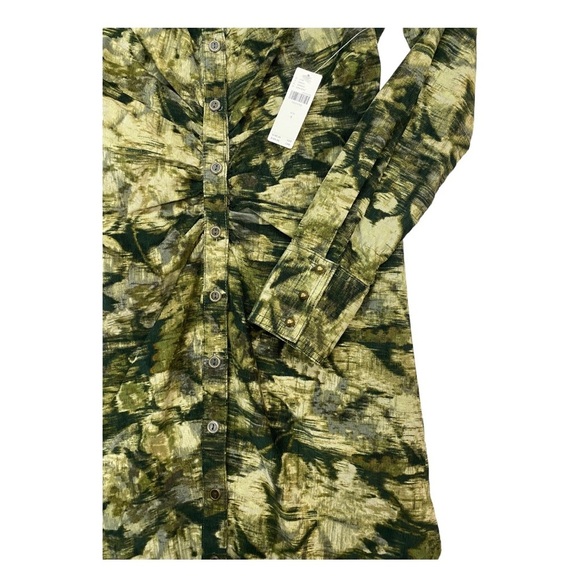 NWT Anthropologie Pilcro Ruched Corduroy Shirt Dress in Green Size 4 Small - Picture 11 of 14